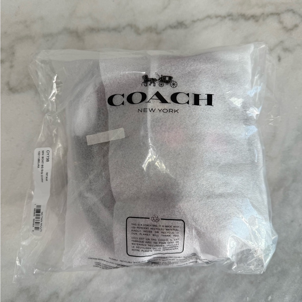 Coach Mini Bucket Bag In Signature Canvas With Cherry Print - Picture 8 of 10